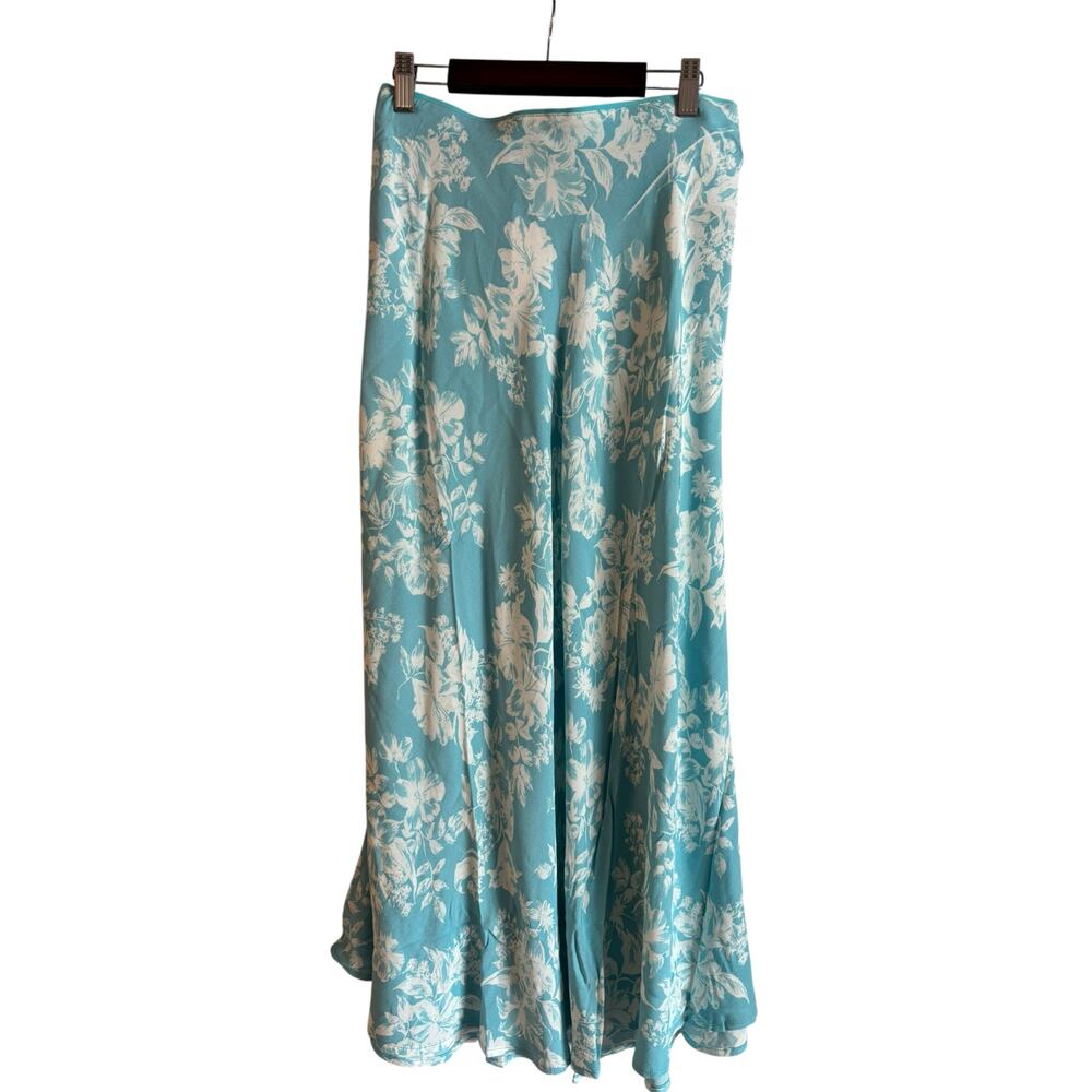 Mango Women’s Blue Maxi A Line Skirt Floral Flowy Party Events Small NWT - Picture 2 of 7
